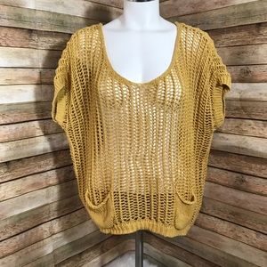 American Rag yellow crochet shirt